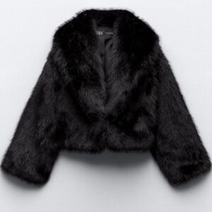 Zara Women's Plush Black Teddy Jacket